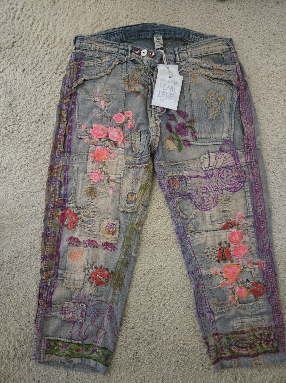 Magnolia Pearl Embroidered Ladybug Musette Denim Jeans # 864 RARE SOLD OUT